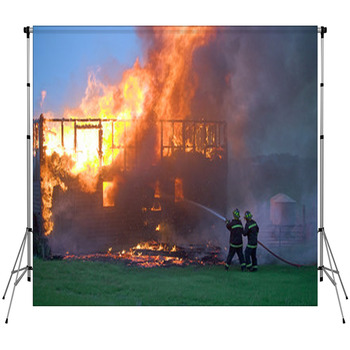 Firefighters Taking Control Custom Size Backdrop