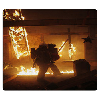 Fireman Carrying An Accident Victim Bath Mat
