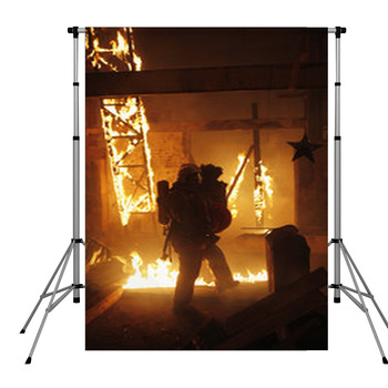 Fireman Carrying An Accident Victim Pole Pocket Backdrop