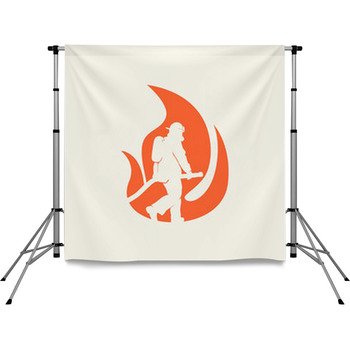 Fireman Vector Image Pole Pocket Backdrop