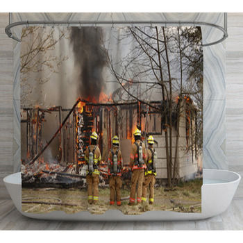 Firemen At Burning House Shower Curtain