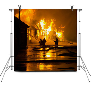 Firemen At Work Fleece Backdrop