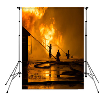 Firemen At Work Pole Pocket Backdrop