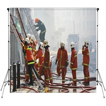 Firemen Custom Size Backdrop