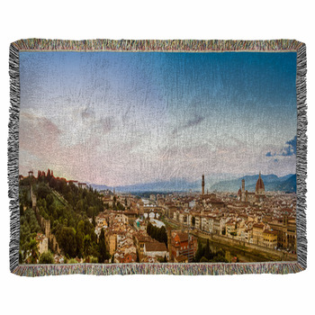 Firenze, Panoramica Al Tramonto Woven Throw Blanket