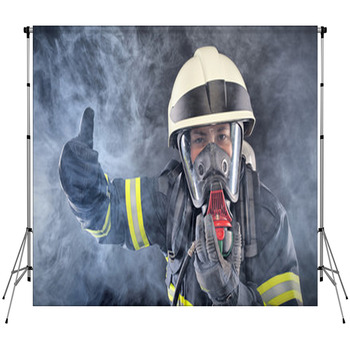 Firewoman In Fire Protection Suit Custom Size Backdrop
