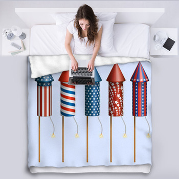 Firework Rockets Fleece Blanket