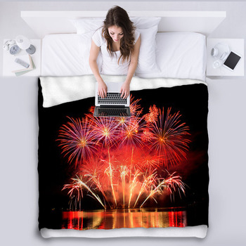 Fireworks Fleece Blanket