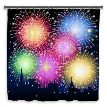 Fireworks On City Custom Size Shower Curtain