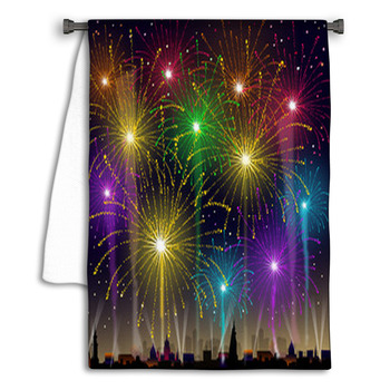 Fireworks On Cityscape-Vector Towel