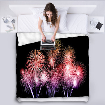 Fireworks Over Sky Fleece Blanket