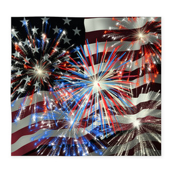 Fireworks Over Us Flag 2 Custom Size Floor Mat