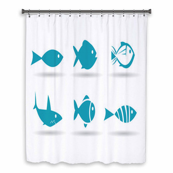 Fish Icons Custom Size Shower Curtain
