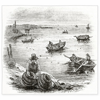 Fisherman Examining Creels And Custom Size Floor Mat