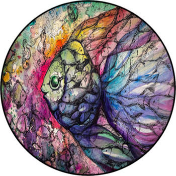 Fishes Watercolors Round Rug