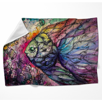 Fishes Watercolors Woven Throw Blanket
