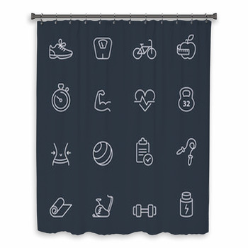 Fitness Icons Custom Size Shower Curtain