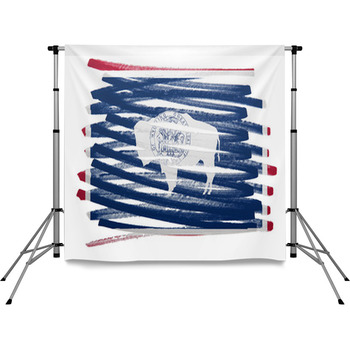 Flag Illustration Wyoming Pole Pocket Backdrop