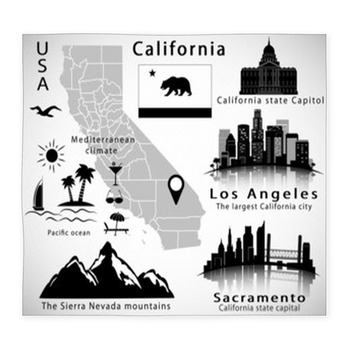 Flag Map Skyline City Los Angeles Custom Size Floor Mat