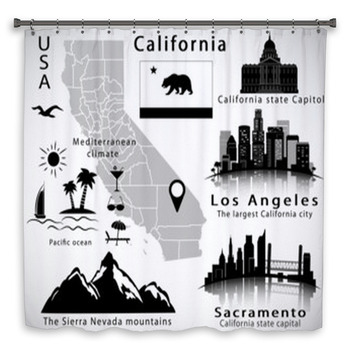 Flag Map Skyline City Los Angeles Shower Curtain