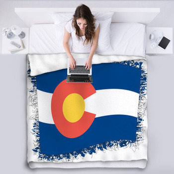 Flag Of Colorado Vector Illustration Of A  Fleece Blanket