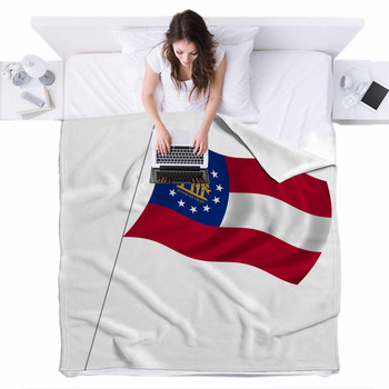 Flag Of Georgia With Pole Flag Fleece Bed Blanket