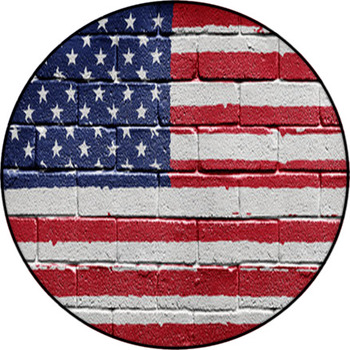 Flag Of The USA Painted Onto A Grunge Brick Round Rug