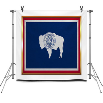 Flag Of Wyoming Golden Frame Fabric Fleece Backdrop