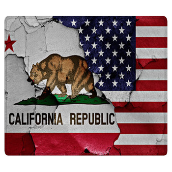Flags Of California And Usa Painted On Cracked Area Rug
