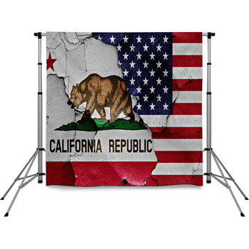 Flags Of California And Usa Pole Pocket Backdrop