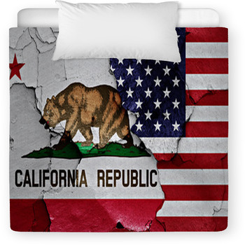 Flags Of California And Usa Painted Toddler Comforter