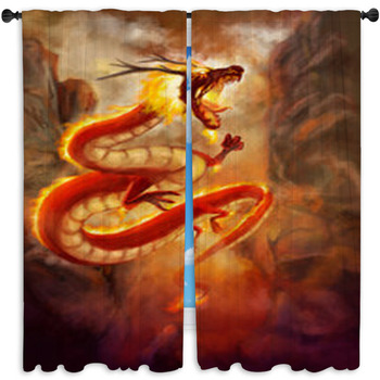 Flame Dragon Window Curtain