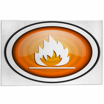 Flames Orange Glossy Icon Isolated On White Area Rug