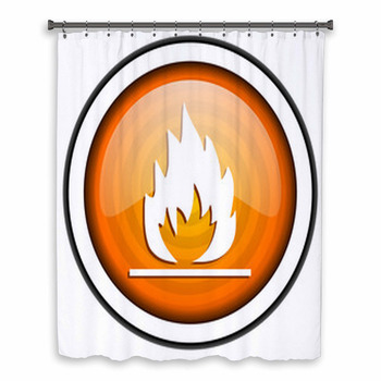 Flames Orange Glossy Icon Custom Size Shower Curtain