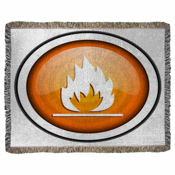 Flames Orange Glossy Icon Isolated Woven Throw Blanket