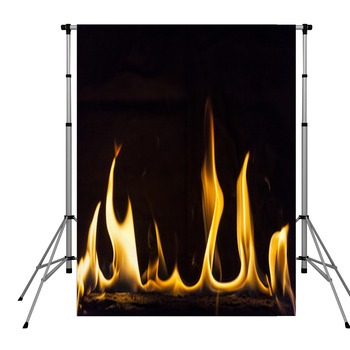 Flaming Log Pole Pocket Backdrop