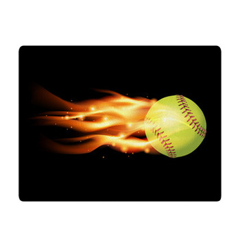 Flaming Softball Illustration Bath Mat
