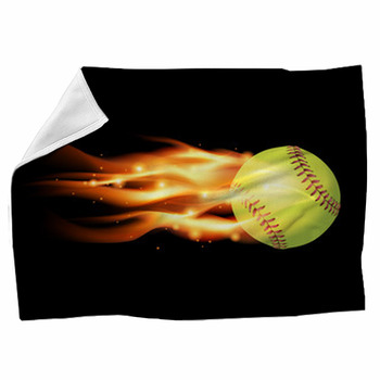 Flaming Softball Illustration Fleece Blanket
