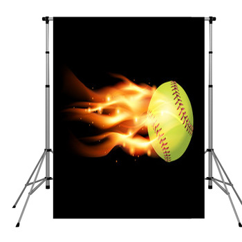 Flaming Softball Illustration Pole Pocket Backdrop