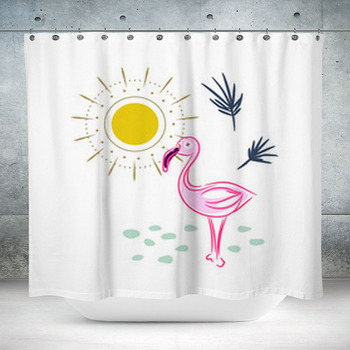 Flamingo And Sun Isolated Custom Size Shower Curtain