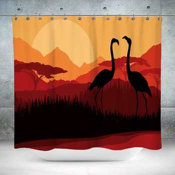 Flamingo Couple In Africa Custom Size Shower Curtain