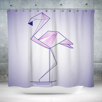 Flamingo Isolated On Gray Custom Size Shower Curtain