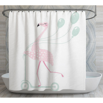 Flamingo On Scooter Shower Curtain
