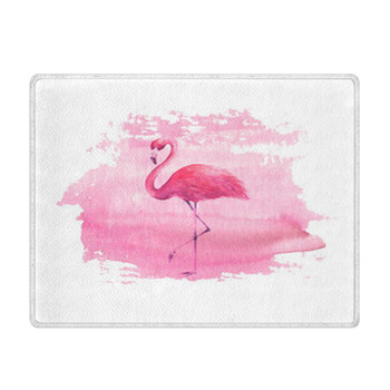 Flamingo On Watercolor Pink Spot Background Bath Mat