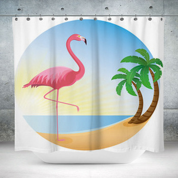 Flamingo Zwei Palmen Custom Size Shower Curtain