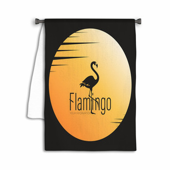 Flamingos In A Golden Solar Circle Logo Emblem Towel