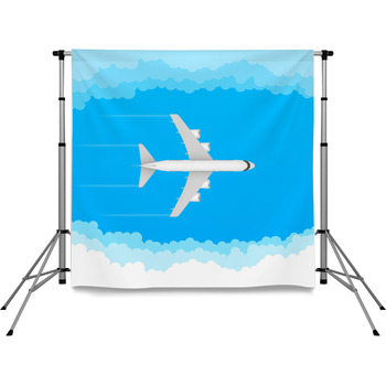 Flat Airplane Illustration View Of  Pole Pocket Backdrop
