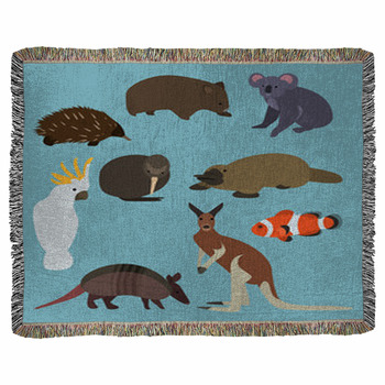 Flat Design Animals Of Australia Woven Throw Blanket