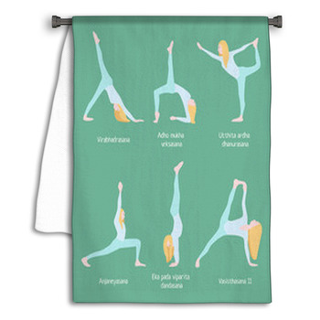 Flexible Blonde Woman Yoga Set Towel