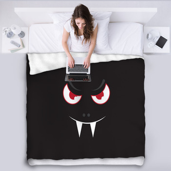 Floating Vampire Bat Face In The Dark Fleece Blanket